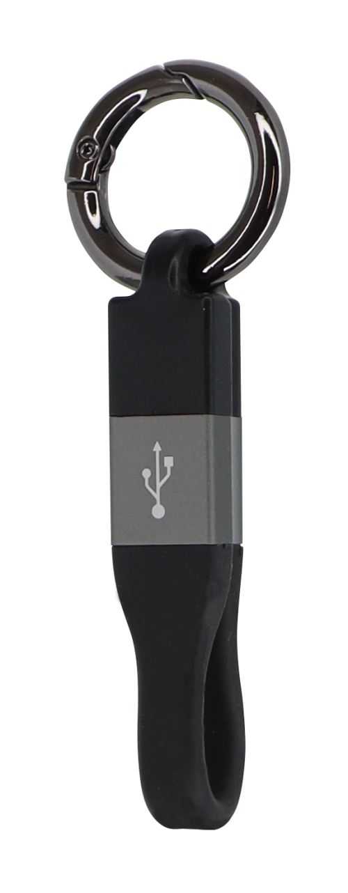 Porte-clés avec câble USB vers Lightning 10 cm Temium pour iPhone Noir