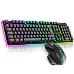 ULTIMATE 600 Pack clavier/souris RGB sans fil 2,4 Ghz rechargeable  :  Clavier 104 Touches semi-mecaniques / 12 Raccourcis multimedia  // SOURIS 4800 DPI / 8 Boutons dont 1 RapidFire / Acceleration 10 G, Vitesse 4000 fps, Frequence 250 Hz