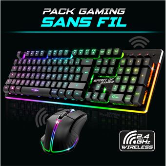 ULTIMATE 600 Pack clavier/souris RGB sans fil 2,4 Ghz rechargeable  :  Clavier 104 Touches semi-mecaniques / 12 Raccourcis multimedia  // SOURIS 4800 DPI / 8 Boutons dont 1 RapidFire / Acceleration 10 G, Vitesse 4000 fps, Frequence 250 Hz