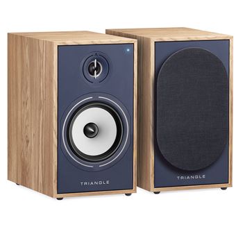 Enceinte connectée HiFi sans fil Bluetooth Borea BR03 BT Chêne Clair Bleu Vendue par paire