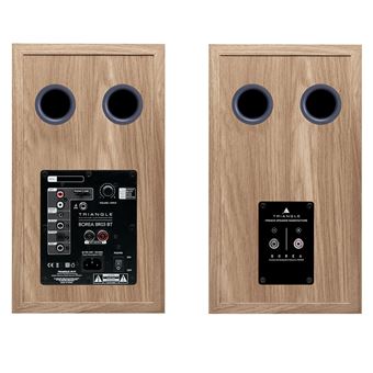 Enceinte connectée HiFi sans fil Bluetooth Borea BR03 BT Chêne Clair Bleu Vendue par paire