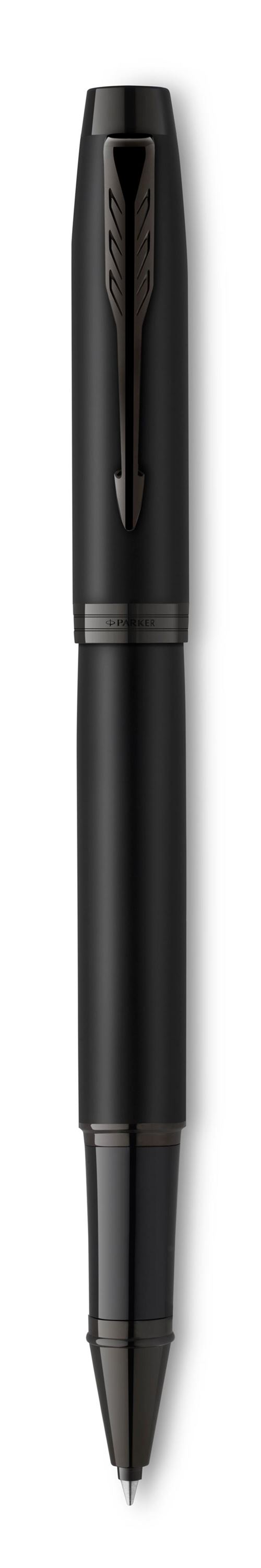 PARKER IM Monochrome Stylo Roller, Noir Mat, Recharge noire pointe fine, Coffret cadeau