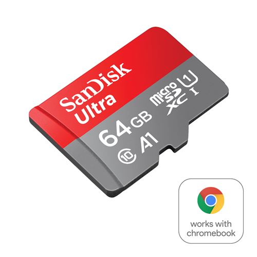 Sandisk Gris Et Rouge Carte Mémoire Microsd Ultra A1 64 Go