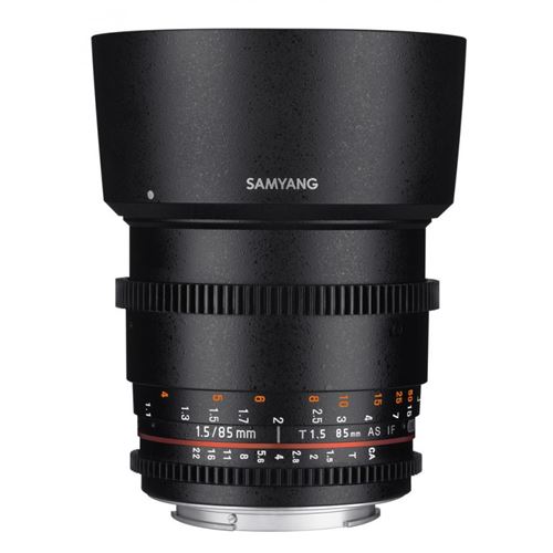 Objectif hybride vidéo Samyang VDSLR 85mm T1.5 MK2 pour Sony FE - vue 2