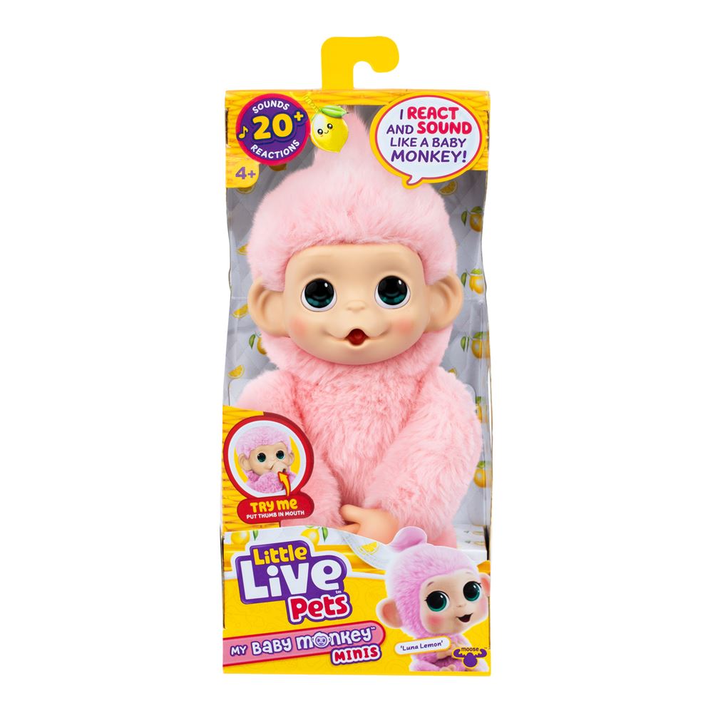 Little Live Pets – Mon Bébé Singe Mango – Interactif, 50+ Sons Et Réactions, Suce Son Pouce, Rit, S'accroche – Dès 4 Ans Avec Biberon Et Piles