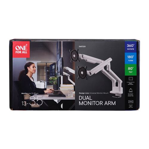 One For All Blanc Support Moniteur Dm7220 Bras Double Vesa 100 13–35 10 Kg - Neuf - Image 5
