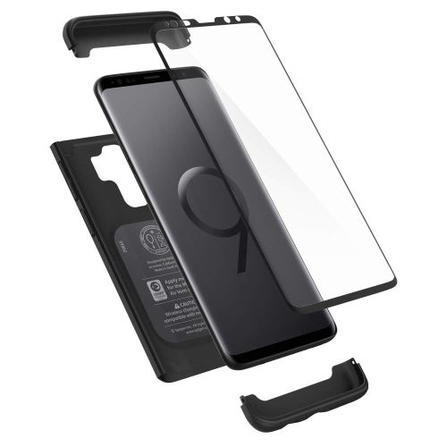 Spigen Thin Fit Series 360 - Achterzijde behuizing voor mobiele telefoon - polycarbonaat - zwart - voor Samsung Galaxy S9+