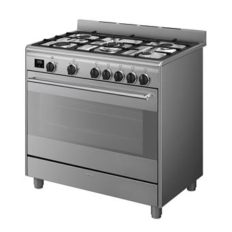 Plaque De Cuisson Concerto 90 Cm - 5 Brûleurs Gaz, Four à Chaleur Tournante, Nettoyage Catalyse (Inox)