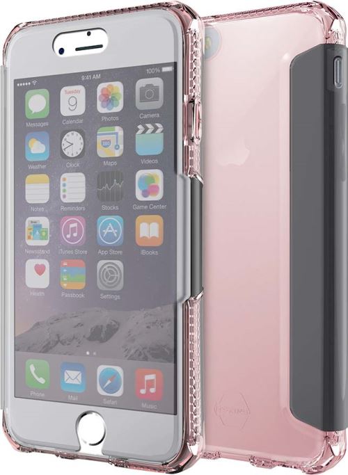 Roze en transparante Itskins Spectra folio tas voor iPhone 6, 6s, 7 en 8