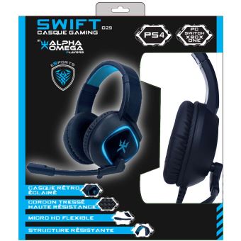 Micro-casque Gaming Alpha Omega Players Swift C29 Rétroéclairé Bleu