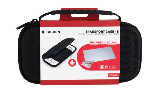 Big Ben Noir Pack Bigben: Pochette De Transport + Protection D'écran En Verre Trempé Pour Nintendo Mini Switch