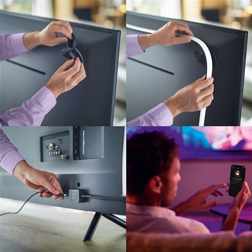 Supports Philips Hue Play Gradient – Kit De Montage Pour Bande LED 55/65/75", Clips Solides Pour TV Plat & Courbé