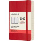Agenda journalier Moleskine Format de poche Couverture souple 2022 Rouge Ecarlate