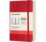 Agenda journalier Moleskine Format de poche Couverture souple 2022 Rouge Ecarlate