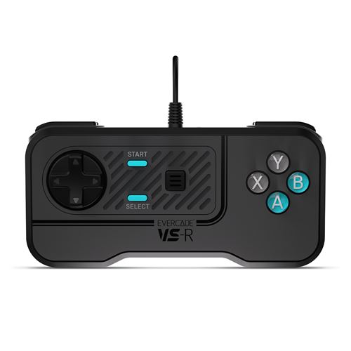 Manette filaire Just For Games pour Evercade VS VS-R et Alpha Gris noir