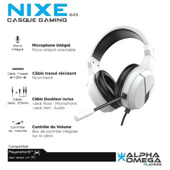 Casque Gaming filaire Alpha Omega Players Nixe C25 Blanc