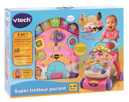 trotteur parlant 2 en 1 rose vtech