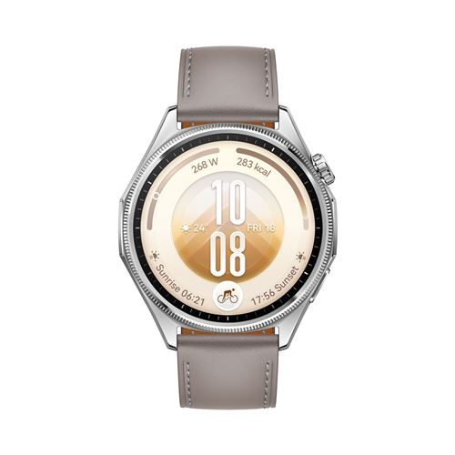 Montre Connectée Huawei Watch Gt 7 46 Mm Bluetooth Acier Inoxydable Argent avec Bracelet En Cuir Composite Gris