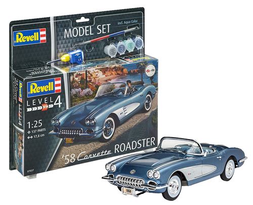 Maquette Revell Model Set 58 Corvette Roadster 1:25 Bleu