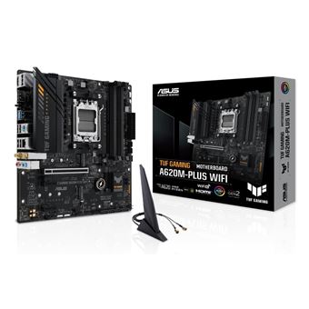 ASUS TUF GAMING A620M-PLUS WIFI - Carte-mère - micro ATX - Socket AM5 - AMD A620 Chipset - USB 3.2 Gen 1, USB-C 3.2 Gen 1 - Gigabit LAN, 2.5 Gigabit LAN, Bluetooth, Wi-Fi - carte graphique embarquée (unité centrale requise) - audio HD (8 canaux) - 1