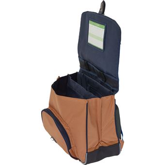 Cartable scolaire Tann's Loan 38 cm Bleu Marine et Camel