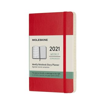 Agenda-carnet 2021 semainier Moleskine Souple petit format Rouge