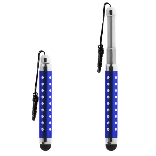 Stylet Retractable Bleu avec Strass pour écran Tactile - Attache Jack 3.5 mm