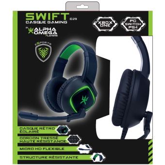 Micro-casque Gaming Alpha Omega Players Swift C29 Rétroéclairé Vert