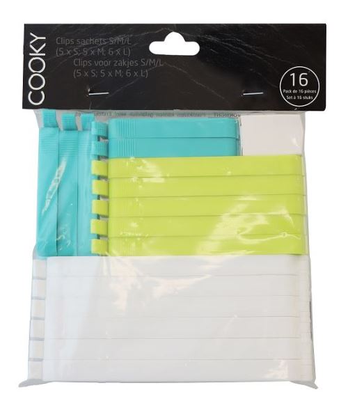 Pack de 16 Clips alimentaires Cooky S/M/L