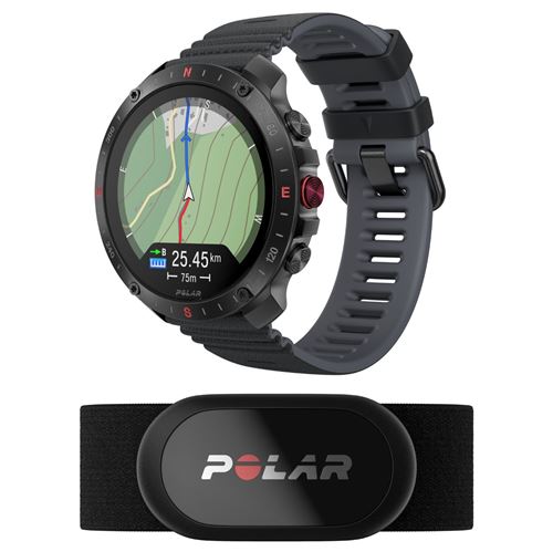 Polar Noir Montre Connectée Grit X2 Pro 35,3 Mm Avec Bracelet Taille S L + Capteur De Fréquence Cardiaque H10