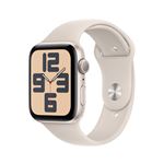 Apple Watch SE GPS, boîtier en Aluminium Lumière Stellaire de 44 mm avec bracelet sport Lumière Stellaire S/M