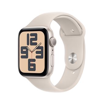 Apple Watch SE GPS, boîtier en Aluminium Lumière Stellaire de 44 mm avec bracelet sport Lumière Stellaire S/M