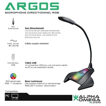 Microphone directionnel RGB Alpha Omega Players Noir