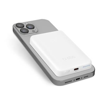 Batterie externe magnétique sans fil SBS 5000 mAh MagSafe + USB C Blanc - 1