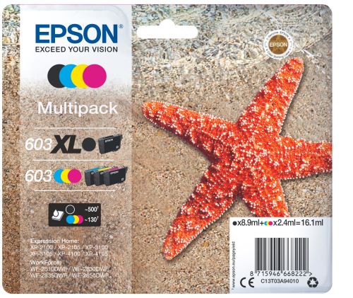 Cartouche d encre Epson Etoile de mer noir XL+3 couleurs