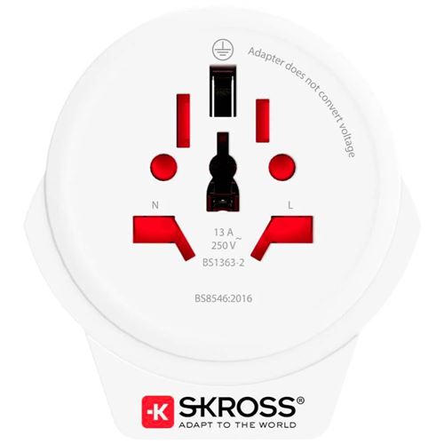 Adaptateur pour prise d'alimentation Skross Monde vers Europe USB