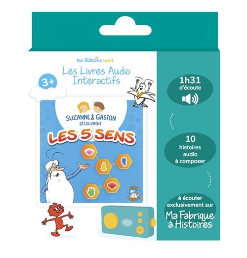 Livre audio interactif Lunii pour Ma Fabrique à Histoires Suzanne et Gaston découvrent les 5 sens avec Hello Maestro - vue 1