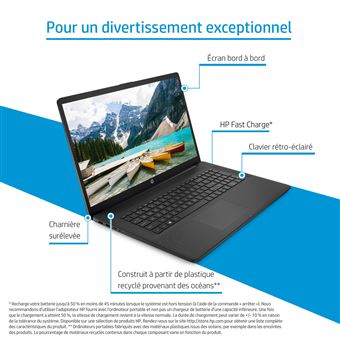 PC Portable HP 17-cn0546nf 17,3" Intel Celeron 8 Go RAM 256 Go SSD Noir jais