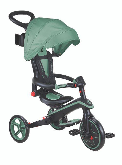 Globber - Tricycle EXPLORER 4-en-1 Évolutif & Pliable Vert Olive