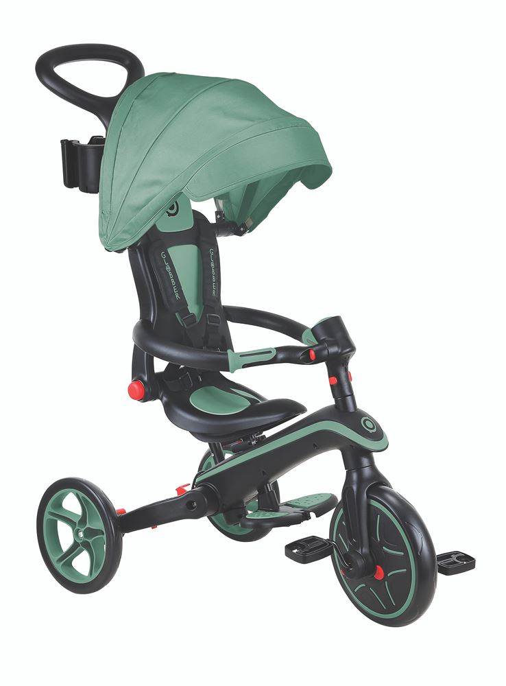 Globber Tricycle EXPLORER 4-en-1 Évolutif Pliable Vert Olive
