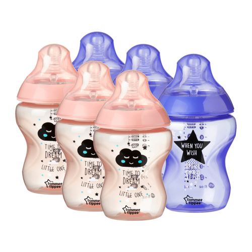 Pack de 6 biberons pour fille Tommee Tippee Closer to Nature 260 ml