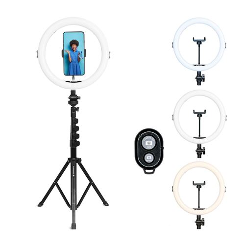 Trépied ajustable + anneau LED Agfaphoto ARL11XL Noir