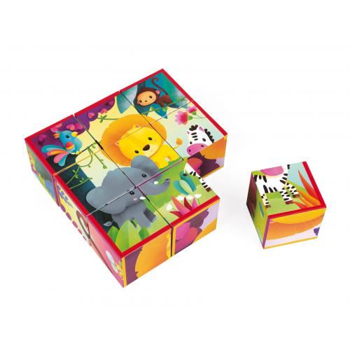Puzzle pour enfants Janod Kubkid 9 cubes Animaux de la Jungle