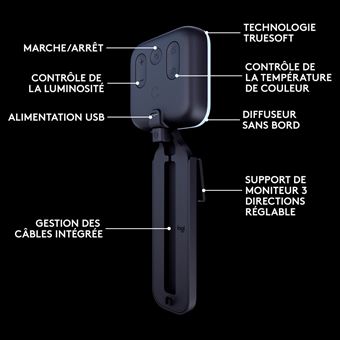 Eclairage premium pour streaming Litra Glow Logitech avec TrueSoft Graphite