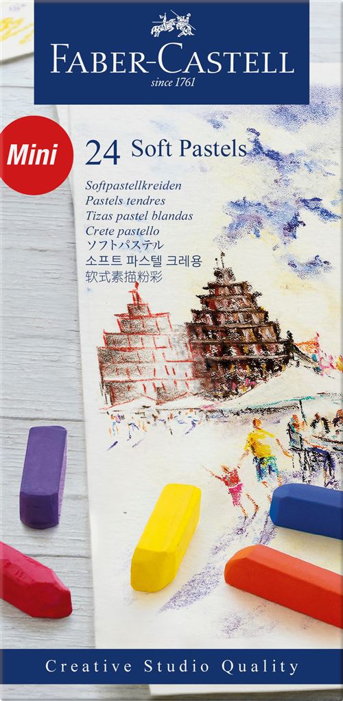 Boîte 24 demi pastels carrés tendres Faber-Castell