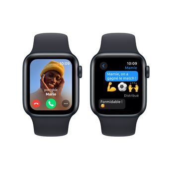 Apple Watch SE (GPS) - 2e génération - 40 mm - aluminium minuit - montre intelligente avec bande sport - fluoroélastomère - minuit - taille du bracelet : M/L - 32 Go - Wi-Fi, Bluetooth - 26.4 g