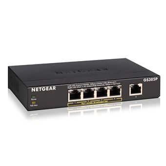 NETGEAR GS305Pv2 - Commutateur - non géré - 5 x 10/100/1000 (4 PoE) - de bureau, fixation murale - PoE+ (63 W) - Tension CC
