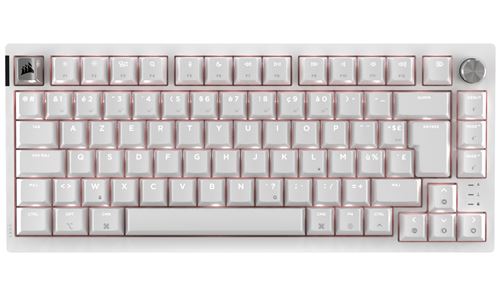 Clavier gaming Azerty sans fil mécanique Corsair K65 Plus Wireless Bluetooth Blanc givré