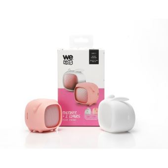 Mini Enceinte Bluetooth We Rose avec 2 coques interchangeable Cochon Rose et Lapin Blanc