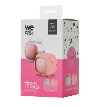 Mini Enceinte Bluetooth We Rose avec 2 coques interchangeable Cochon Rose et Lapin Blanc